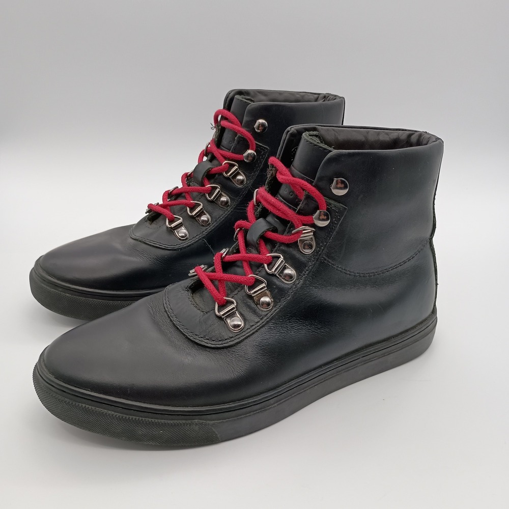 HELM Boots Cole Black Leather High‎ Top Sneaker Boots Mens 7.5 M (Womens 9)